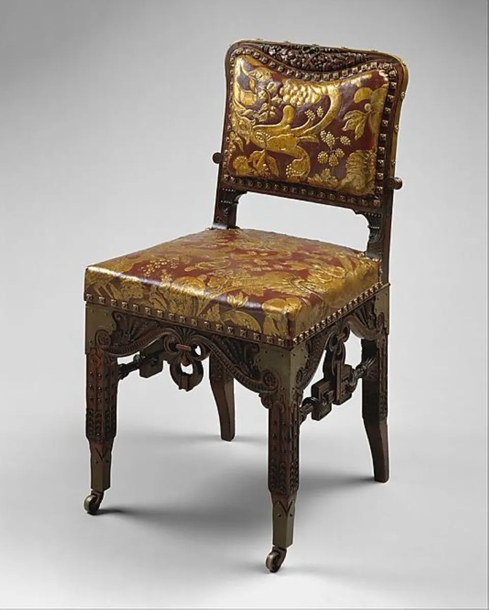 Vanderbilt side chair upholstered with Lutson leather at the Metropolitan Museum NY